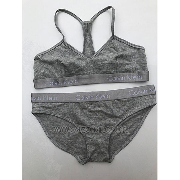 Conjunto Sujetador y Slip Calvin Klein Mujer Gris 